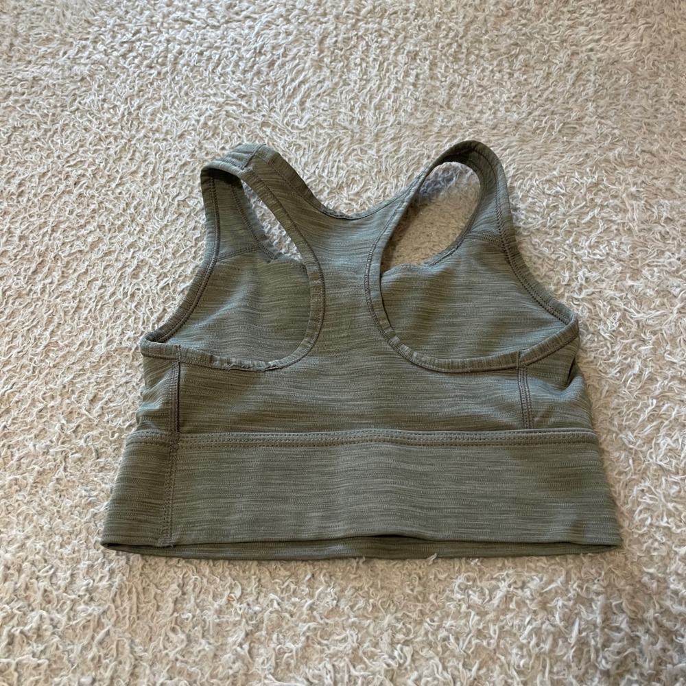 Nike Womens XS Heathered Olive Green Racerback Sports Bra Space Dye Swoosh - Picture 7 of 8